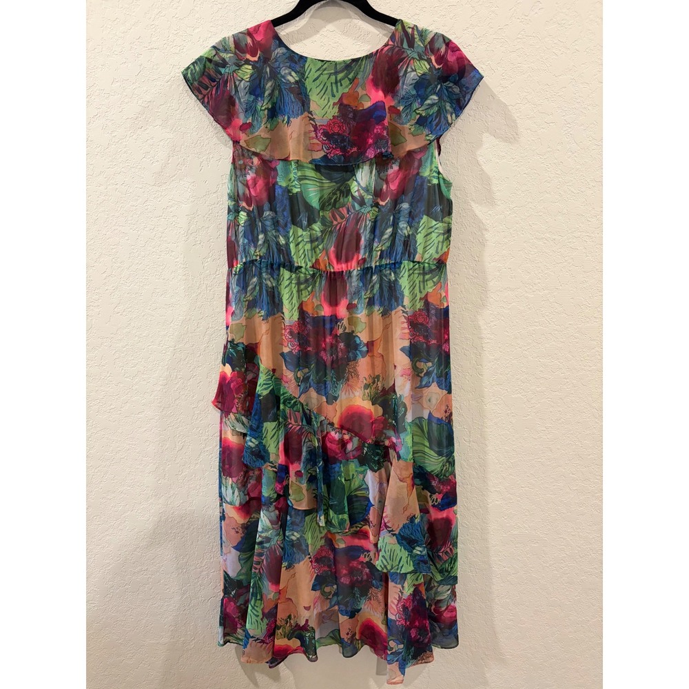 Soft Surroundings Petite Large Tropical Floral Chiffon Ruffle Maxi Dress Multi - Picture 4 of 6